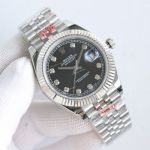 Clean Factory Rolex Datejust 3135  Black Face Watch 41mm 